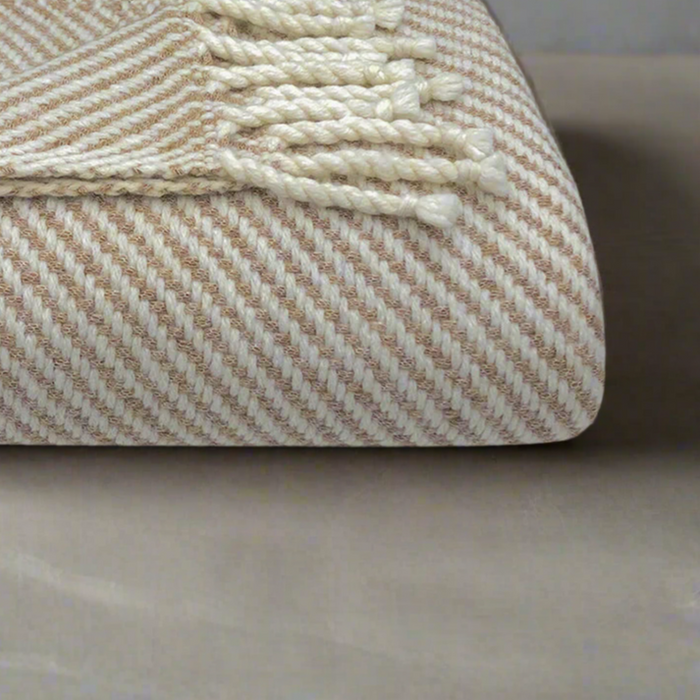 Chunky Camel Stripe Alpaca Throw