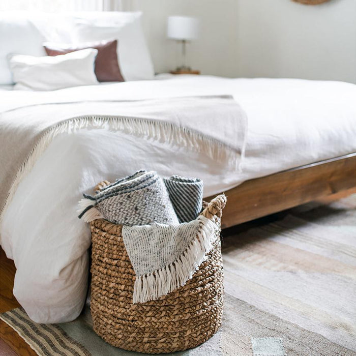 Chunky Gray Weave Alpaca Throw