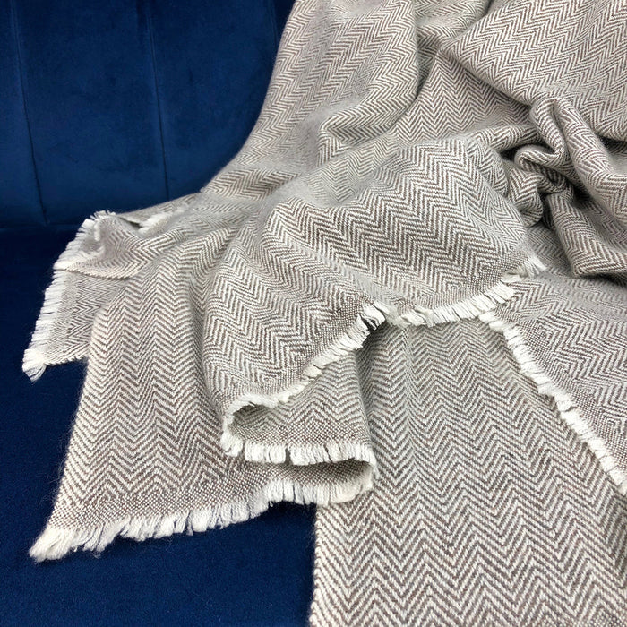 Tibetian Espresso Herringbone Cashmere Throw