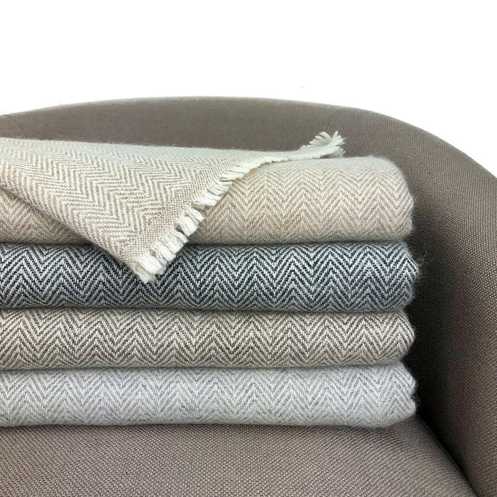 Tibetian Espresso Herringbone Cashmere Throw