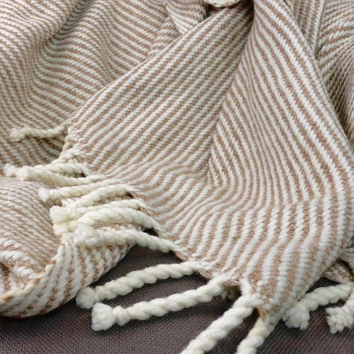 Chunky Camel Stripe Alpaca Throw
