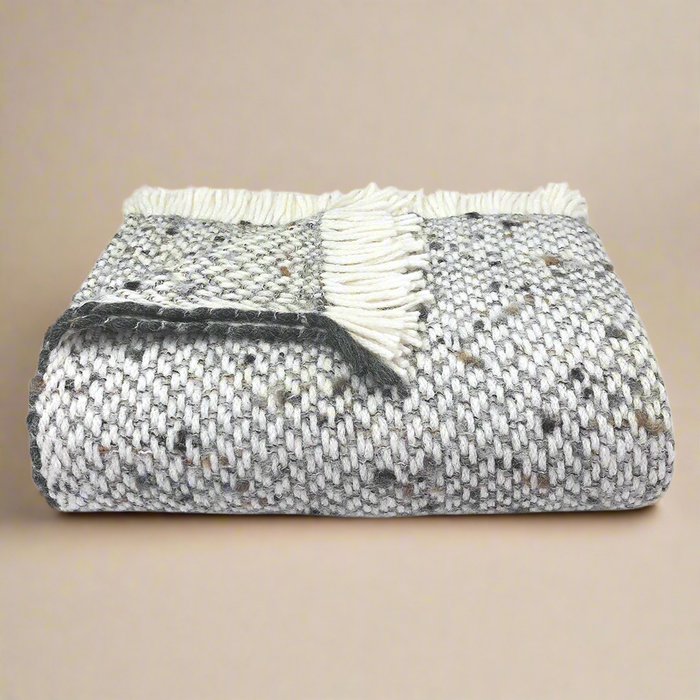 Chunky Gray Weave Alpaca Throw